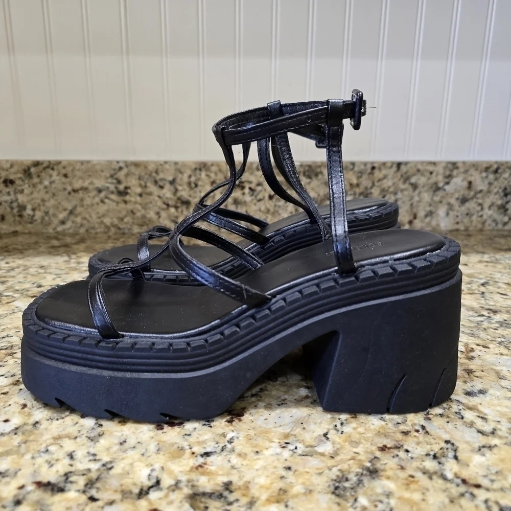 Forever 21 Platform Caged Block Heels Black Size 6